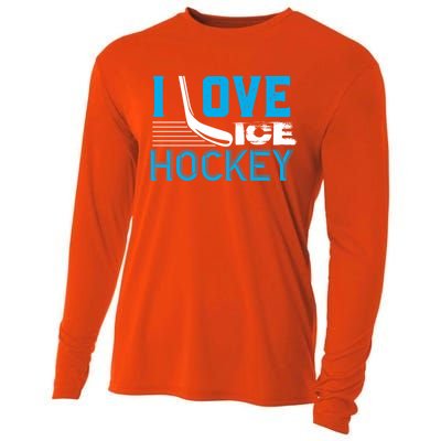 I Love Ice Hockey Simple Meaningful Gift For Players And Coaches Cooling Performance Long Sleeve Crew