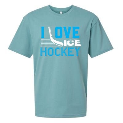 I Love Ice Hockey Simple Meaningful Gift For Players And Coaches Sueded Cloud Jersey T-Shirt