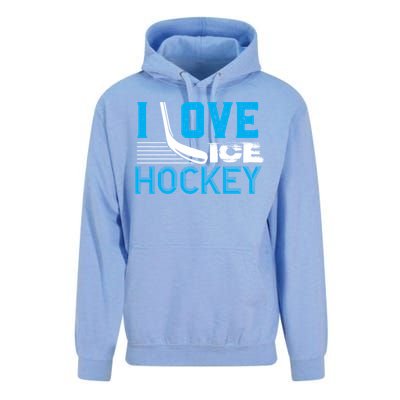 I Love Ice Hockey Simple Meaningful Gift For Players And Coaches Unisex Surf Hoodie