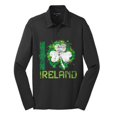 I Love Ireland Saint Patrick's Day Silk Touch Performance Long Sleeve Polo