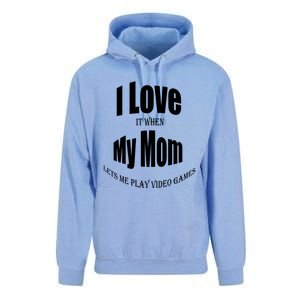 I Love It When My Mom Lets Me Play Video Games Funny Cute Gift Unisex Surf Hoodie