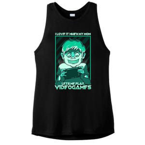 I Love It When My Mom Lets Me Play Video Games Gaming Gamer Gift Ladies PosiCharge Tri-Blend Wicking Tank