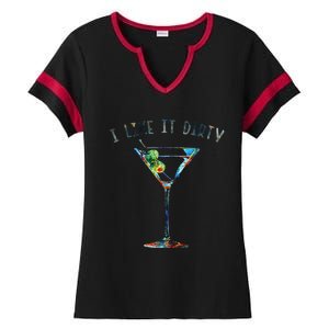 I Like It Dirty Funny Dirty Martini Glass Women Gifts Ladies Halftime Notch Neck Tee