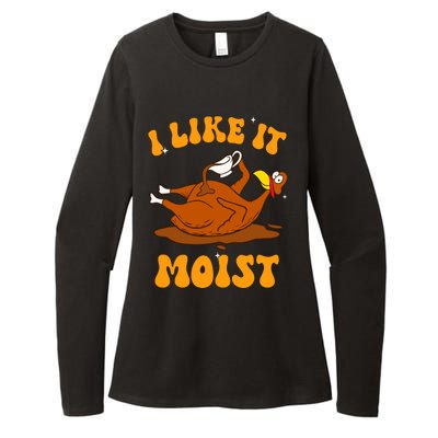 I Like It Moist Turkey Retro Groovy Thanksgiving Food Womens CVC Long Sleeve Shirt