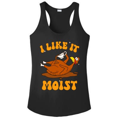 I Like It Moist Turkey Retro Groovy Thanksgiving Food Ladies PosiCharge Competitor Racerback Tank