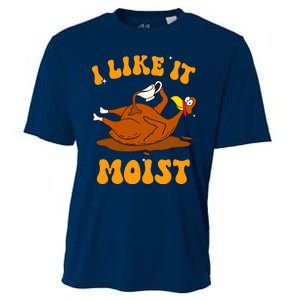 I Like It Moist Turkey Retro Groovy Thanksgiving Food Cooling Performance Crew T-Shirt