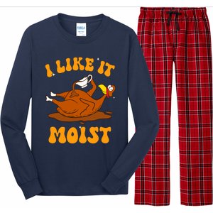 I Like It Moist Turkey Retro Groovy Thanksgiving Food Long Sleeve Pajama Set