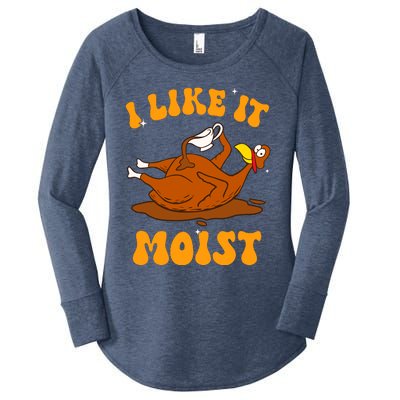 I Like It Moist Turkey Retro Groovy Thanksgiving Food Women's Perfect Tri Tunic Long Sleeve Shirt