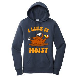 I Like It Moist Turkey Retro Groovy Thanksgiving Food Women's Pullover Hoodie