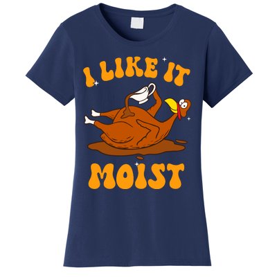 I Like It Moist Turkey Retro Groovy Thanksgiving Food Women's T-Shirt