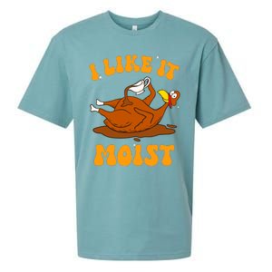 I Like It Moist Turkey Retro Groovy Thanksgiving Food Sueded Cloud Jersey T-Shirt