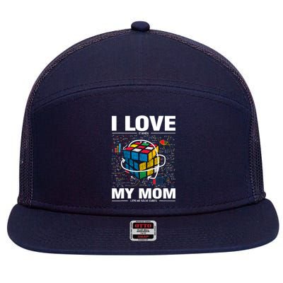 I Love It When My Mom Lets Me Solve Cubes Speedcubing 7 Panel Mesh Trucker Snapback Hat