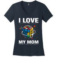 I Love It When My Mom Lets Me Solve Cubes Speedcubing Women's V-Neck T-Shirt