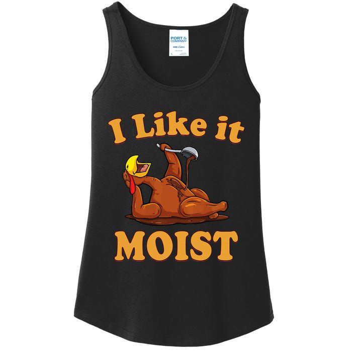 I LIKE IT MOIST Funny Thanksgiving Foods Family Group Set Ladies Essential Tank