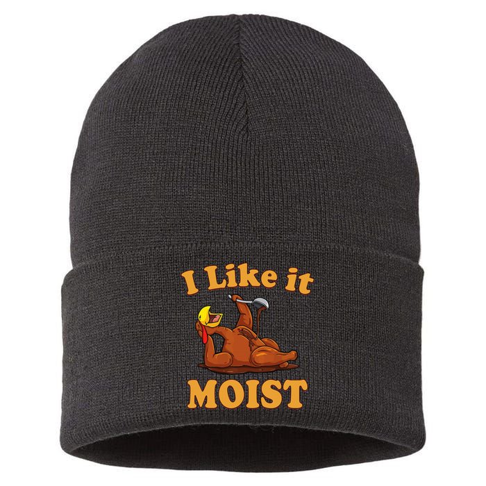 I LIKE IT MOIST Funny Thanksgiving Foods Family Group Set Sustainable Knit Beanie