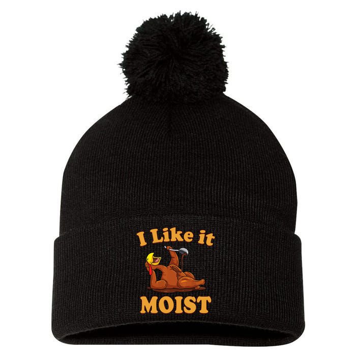 I LIKE IT MOIST Funny Thanksgiving Foods Family Group Set Pom Pom 12in Knit Beanie