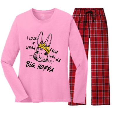 I Love It When You Call Me Big Hoppa Bunny Easter Women's Long Sleeve Flannel Pajama Set 