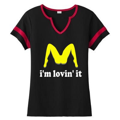 IM Lovin It Humorous Offensive Innuendo Ladies Halftime Notch Neck Tee