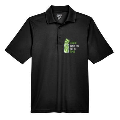 I Love It When You Put The Tip In Funny Bartender Men's Origin Performance Pique Polo