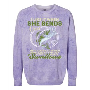 I Like It When She Bends Over Fishing I Love Fishing Colorblast Crewneck Sweatshirt