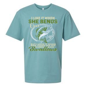 I Like It When She Bends Over Fishing I Love Fishing Sueded Cloud Jersey T-Shirt