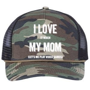 I Love It When My Mom Lets Me Play Video Games Gamer Funny Gift Funny Gift Retro Rope Trucker Hat Cap