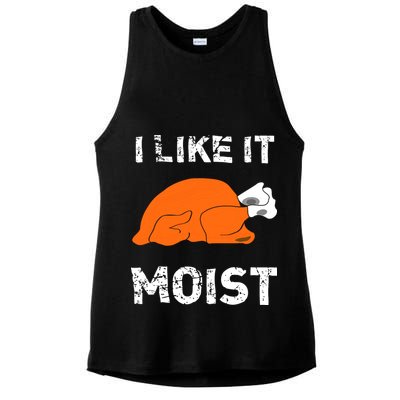 I Like It Moist Funny Turkey Thanksgiving Ladies PosiCharge Tri-Blend Wicking Tank