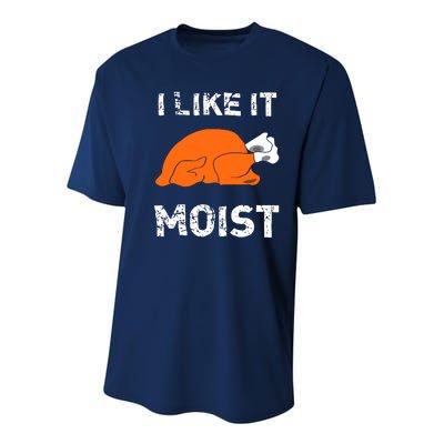 I Like It Moist Funny Turkey Thanksgiving Youth Performance Sprint T-Shirt