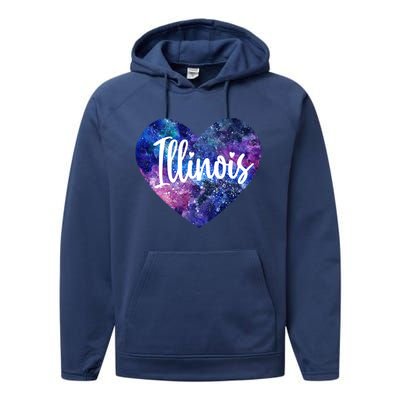 I Love Illinois Usa Meaningful Gift Performance Fleece Hoodie