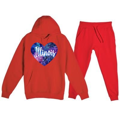 I Love Illinois Usa Meaningful Gift Premium Hooded Sweatsuit Set