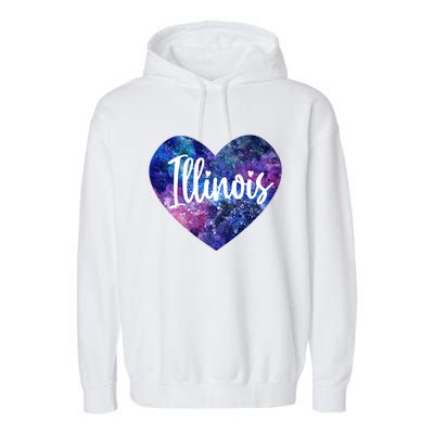 I Love Illinois Usa Meaningful Gift Garment-Dyed Fleece Hoodie