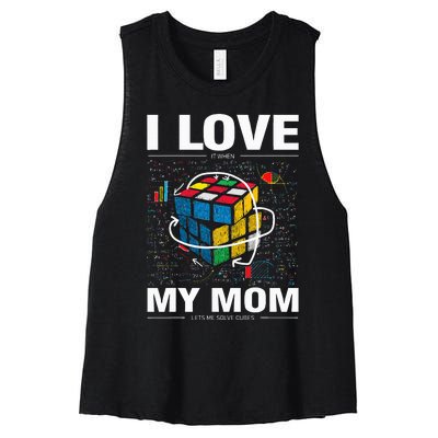 I Love It When My Mom Lets Me Solve Cubes Speedcubing Women's Racerback Cropped Tank