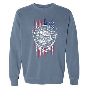 I Love It When She Bends Over Funny Fishing Usa Flag Gift Garment-Dyed Sweatshirt