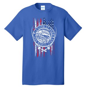 I Love It When She Bends Over Funny Fishing Usa Flag Gift Tall T-Shirt