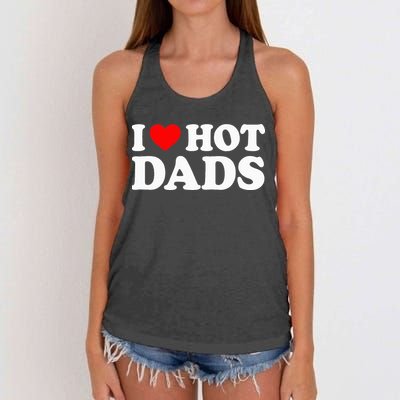 I Love  I Heart Hot Dads    Women's Knotted Racerback Tank
