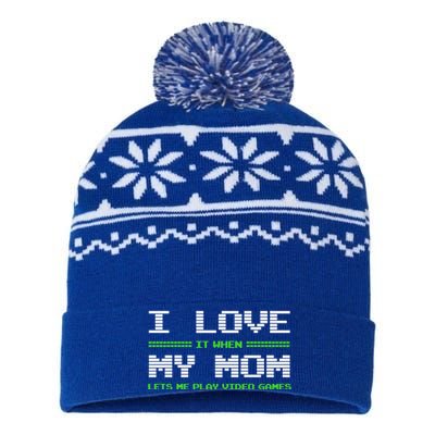 I Love It When My Mom Lets Me Play Video Games Funny Gift USA-Made Snowflake Beanie