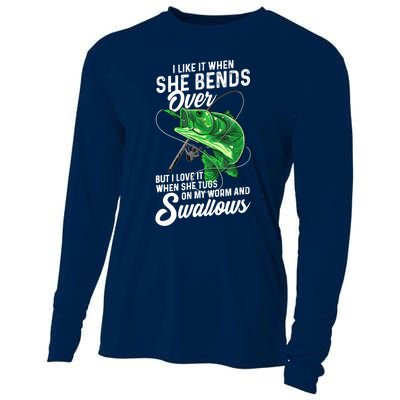 I Like It When She Bends Over Fishing Gifts for Cooling Performance Long Sleeve Crew