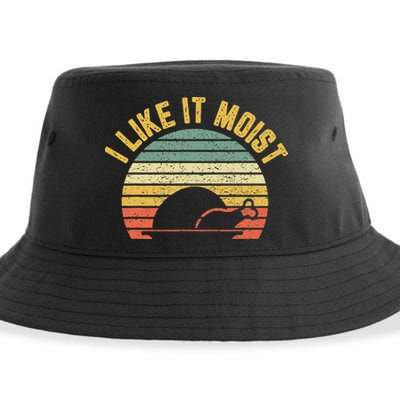 I Like It Moist Retro Funny Thanksgiving Sustainable Bucket Hat