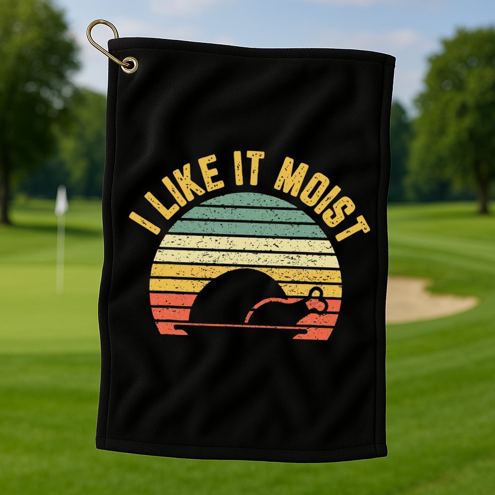 I Like It Moist Retro Funny Thanksgiving Golf Towel