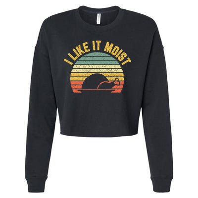 I Like It Moist Retro Funny Thanksgiving Cropped Pullover Crew
