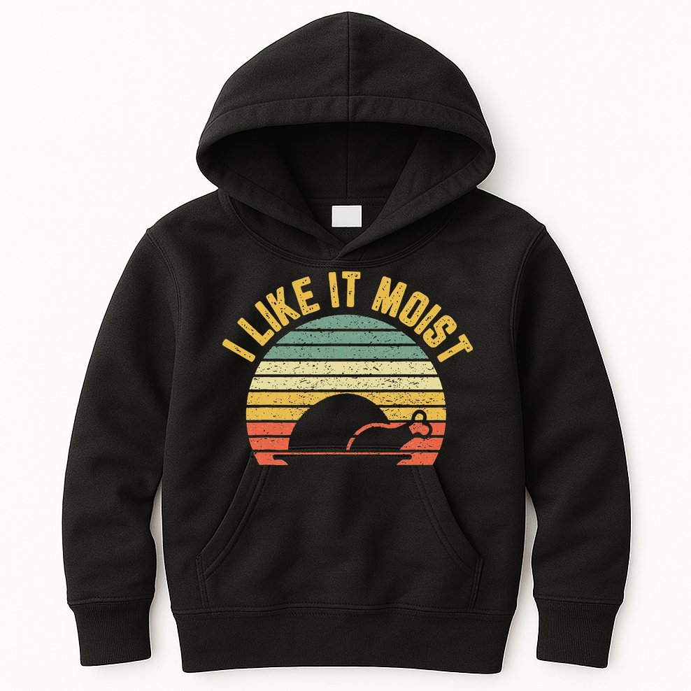 I Like It Moist Retro Funny Thanksgiving Kids Hoodie