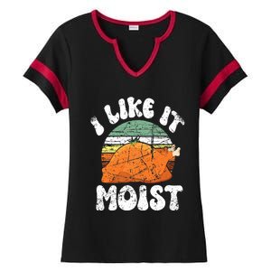 I Like It Moist, Funny Thanksgiving Costume Turkey Leg Day Ladies Halftime Notch Neck Tee