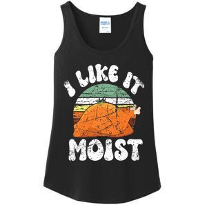 I Like It Moist, Funny Thanksgiving Costume Turkey Leg Day Ladies Essential Tank