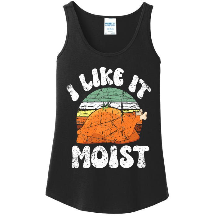 I Like It Moist, Funny Thanksgiving Costume Turkey Leg Day Ladies Essential Tank