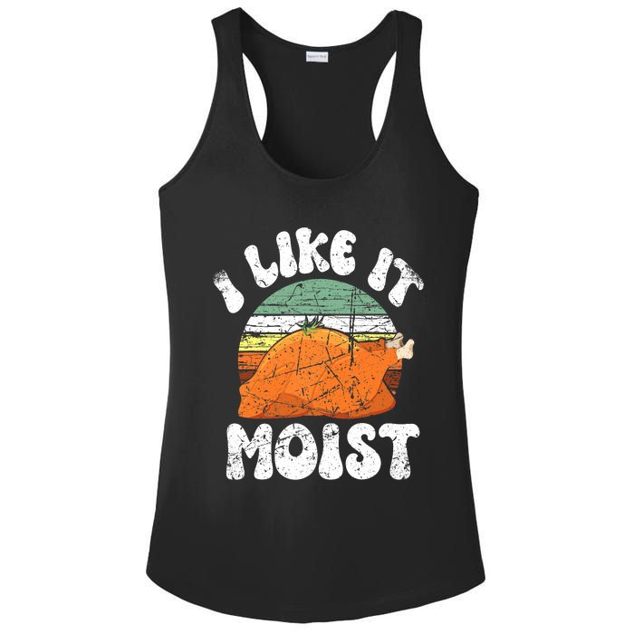 I Like It Moist, Funny Thanksgiving Costume Turkey Leg Day Ladies PosiCharge Competitor Racerback Tank