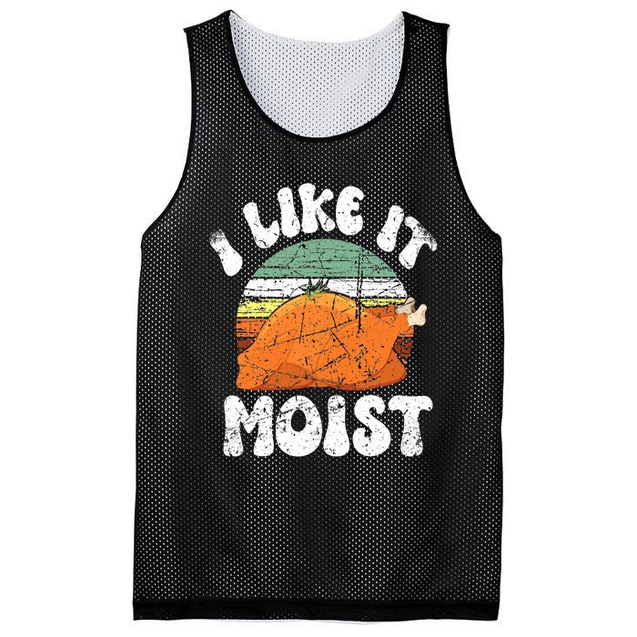 I Like It Moist, Funny Thanksgiving Costume Turkey Leg Day Mesh Reversible Basketball Jersey Tank