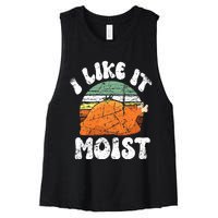 I Like It Moist, Funny Thanksgiving Costume Turkey Leg Day Women's Racerback Cropped Tank