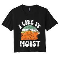 I Like It Moist, Funny Thanksgiving Costume Turkey Leg Day Women's Crop Top Tee