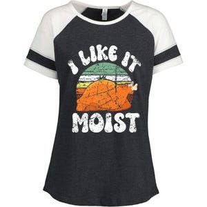 I Like It Moist, Funny Thanksgiving Costume Turkey Leg Day Enza Ladies Jersey Colorblock Tee