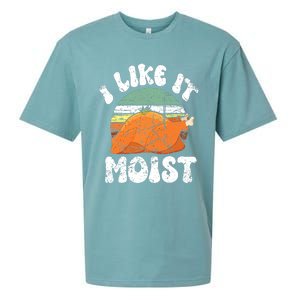 I Like It Moist, Funny Thanksgiving Costume Turkey Leg Day Sueded Cloud Jersey T-Shirt